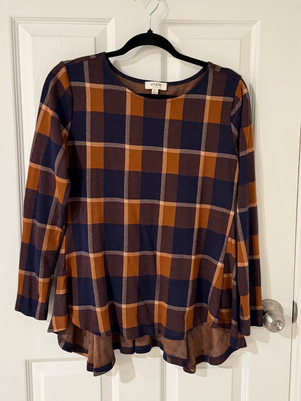 Umgee Plaid Long-Sleeve Swing Top